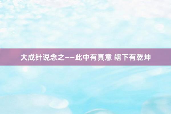 大成针说念之——此中有真意 辖下有乾坤